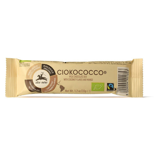 Baton z nadzieniem (kokos - mango - Chrupki zbożowe) w polewie z mlecznej czekolady fair trade 33 g - Alce Nero (EKO)