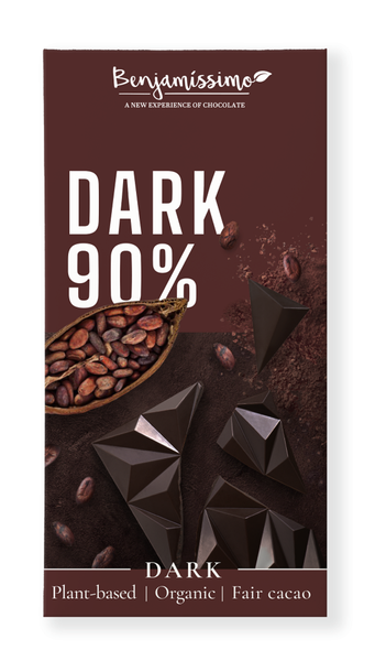 Czekolada wegańska gorzka 90 % bezglutenowa 60 g - Benjamissimo (EKO)