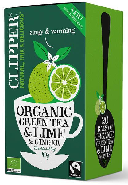 Herbata zielona z limonką i imbirem fair trade 20 szt. 40 g - Clipper (EKO)