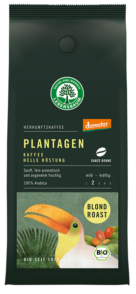 Kawa ziarnista arabica jasnopalona 100 % blond roast 250 g - Lebensbaum (EKO)