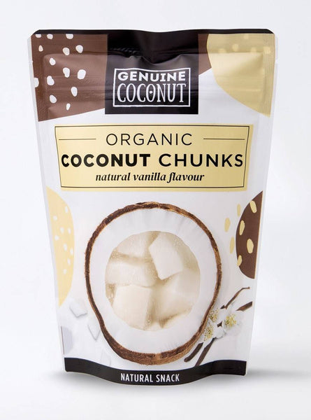 Kawałki kokosa świeże waniliowe bezglutenowe 100 g - Genuine Coconut (EKO)