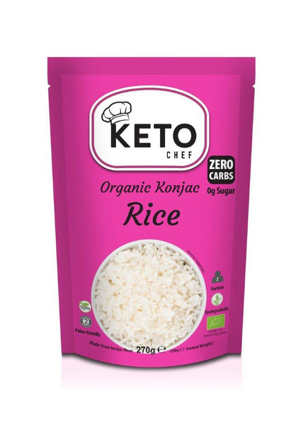 Makaron konjac w kształcie ryżu bezglutenowy 270 g (200 g) - Keto Chef (EKO)