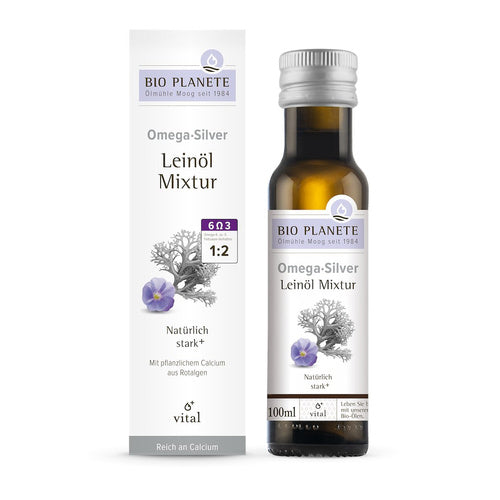 Omega silver - mieszanka z olejem lnianym (algi morskie) 100 ml - Bio Planete (EKO)