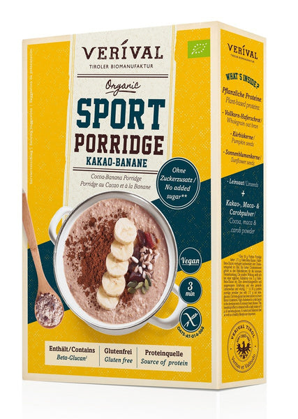 Owsianka proteinowa czekoladowo bananowa bez dodatku cukru bezglutenowa 350 g - Verival (EKO)