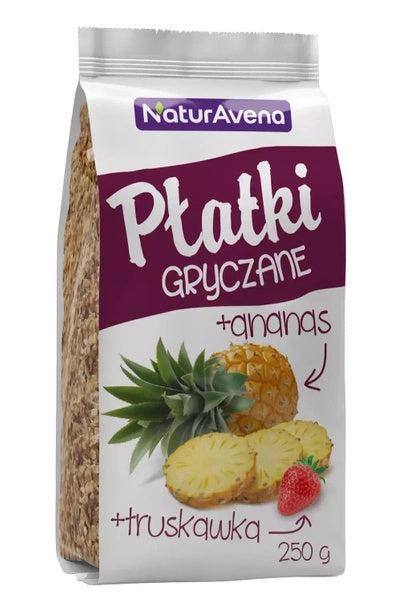Płatki gryczane z ananasem i truskawką 250 g - Naturavena