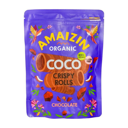 Rollsy chrupiące rurki kokosowo czekoladowe bezglutenowe 140 g - Amaizin (EKO)