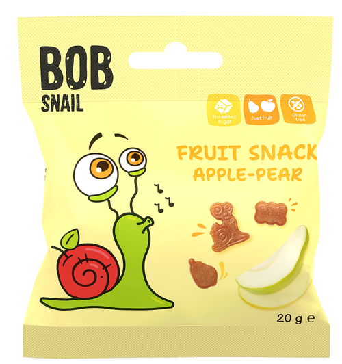 Żelki (jabłko - gruszka) bez żelatyny bezglutenowe 20 g - Bob Snail